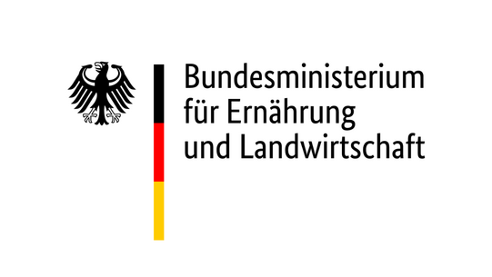 BMEL Links der Bundesadler dann ein vertikaler Streifen in Schwarz Rot Gold. Rechts daneben "Bundesministerium für Ernährung und Landwirtschaft"